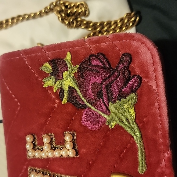 Gucci Velvet Love Embroidered Mini Handbag 🩷 - Picture 5 of 13